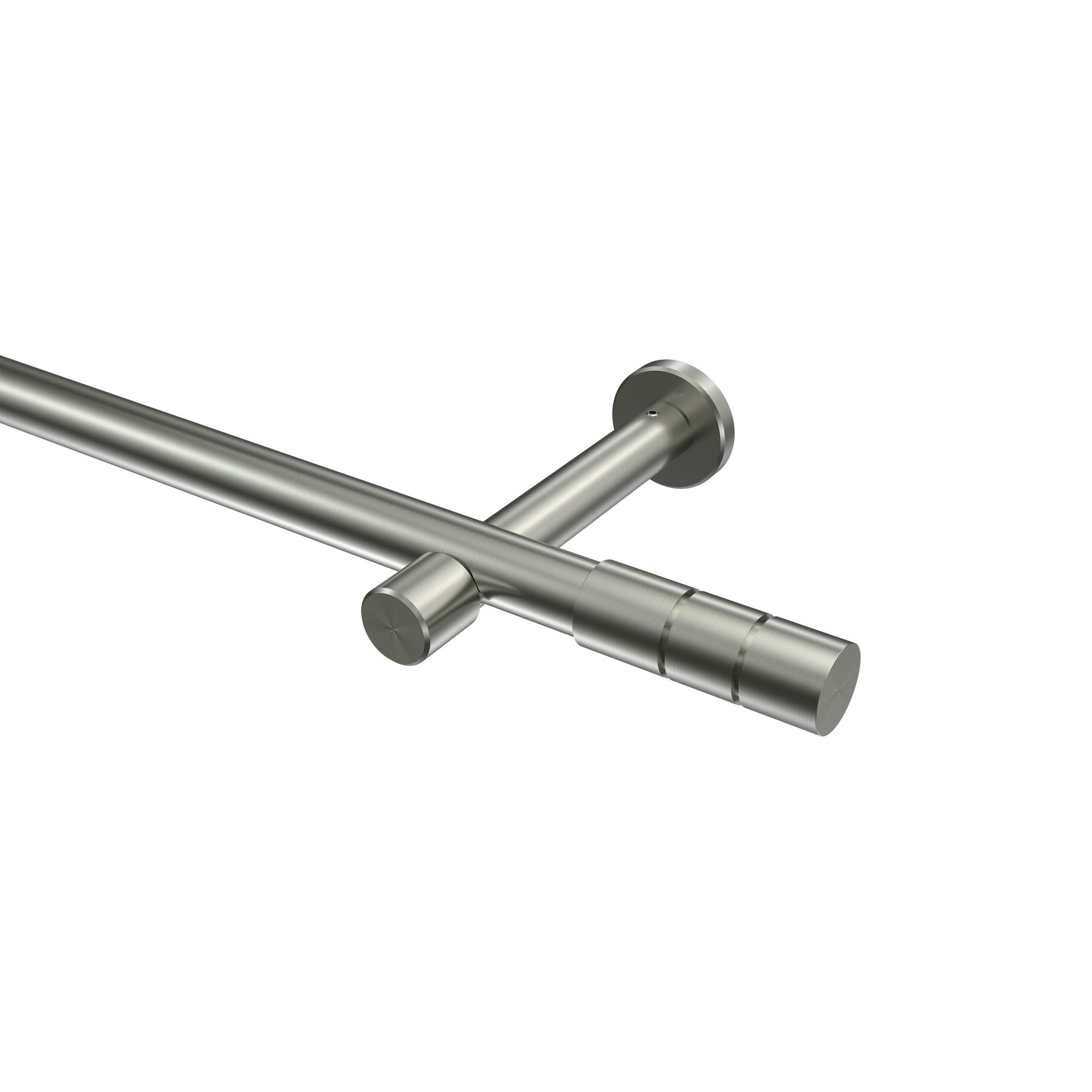 GARDINENSTANGE Prestige Elanto 420 cm (geteilt in 3 x 140 cm), 1-läufig (ohne Ringe), 20 mm Ø Edelstahl-Optik - Edelstahlfarben, Metall (420cm) - INTERDECO