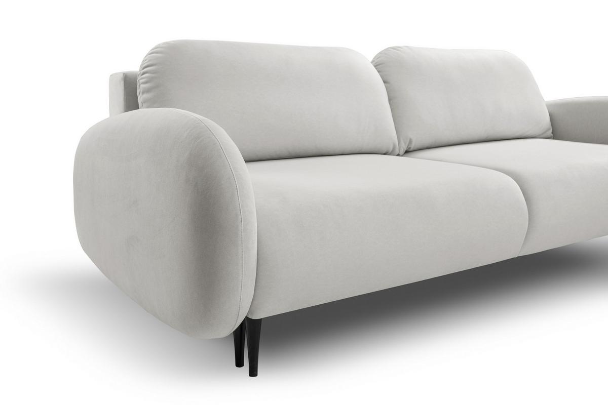 BETTSOFA AGIO Beige Plüsch-Stoff mit Schlaffunktion - Beige, Holz (232/95/109cm) - MASSENO