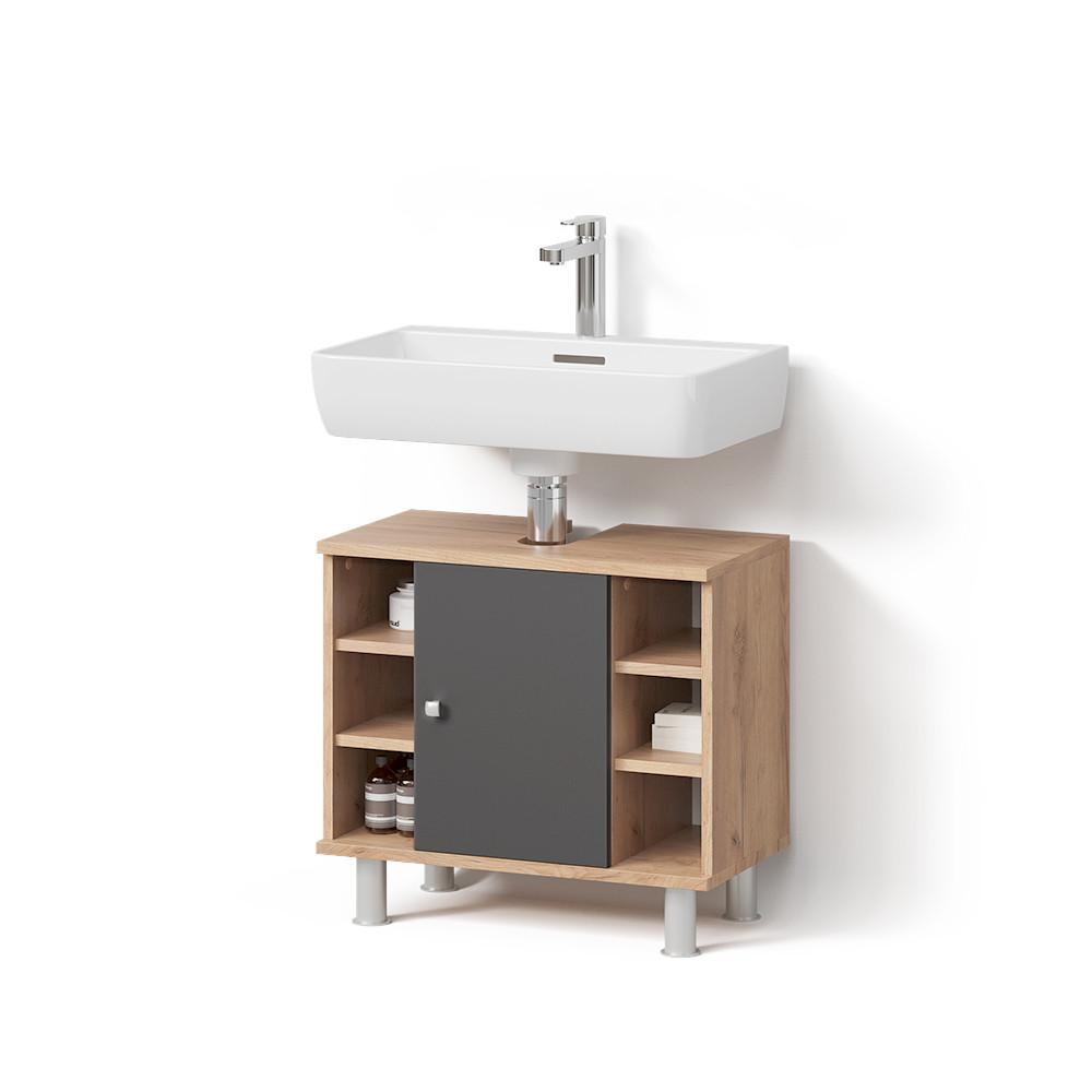 WASCHBECKENUNTERSCHRANK Fucino Anthrazit/Goldkraft Eiche 60 x 54 cm - Honigeiche/Anthrazit, Holzwerkstoff (60/54/32cm) - Livinity®