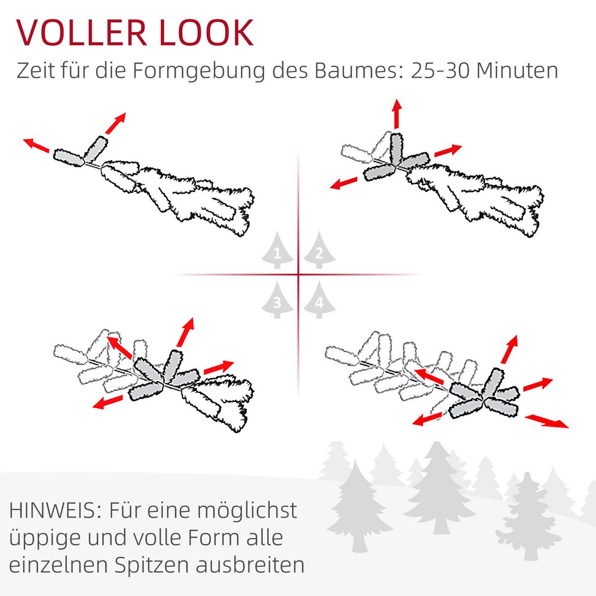 KÜNSTLICHER Weihnachtsbaum, 190 cm Christbaum mit 570 Spitzen für Weihnachten - Grün, Kunststoff (53/190cm) - HOMCOM