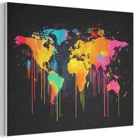 AKUSTIKBILD Weltkarte - Farbe - Bunt - Graffiti - Welt Wanddeko 70x50 cm - Multicolor, Kunststoff (70/50/0.9cm) - MuchoWow