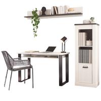 BÜROMÖBEL-SET weiß Pinie, anthrazit Landhaus mit Aktenregal, Wandregal - Anthrazit/Weiß, Holzwerkstoff (60/190/200cm) - Furn.Design