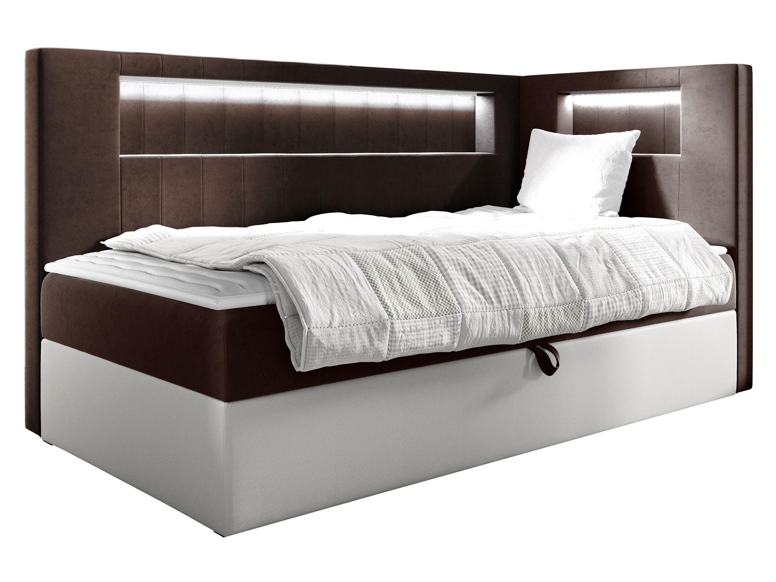 BOXBETT Gold Junior 3, Seite zum Öffnen des Bettkastens: Rechts - H3 - Weiß/Braun, Holz (90/200cm) - MIRJAN24