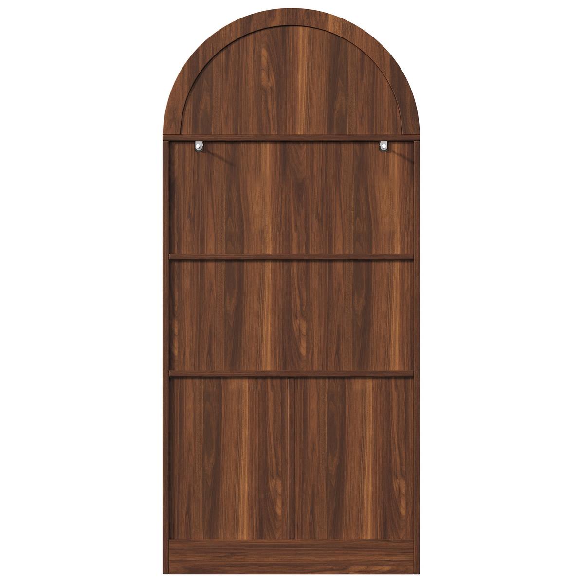HIGHBOARD in Nussbaum-Optik mit Glas und PE-Rattan, Bogen-Design mit 2 Schubladen - Naturfarben, Holzwerkstoff (80/175/40cm) - Urban Meuble