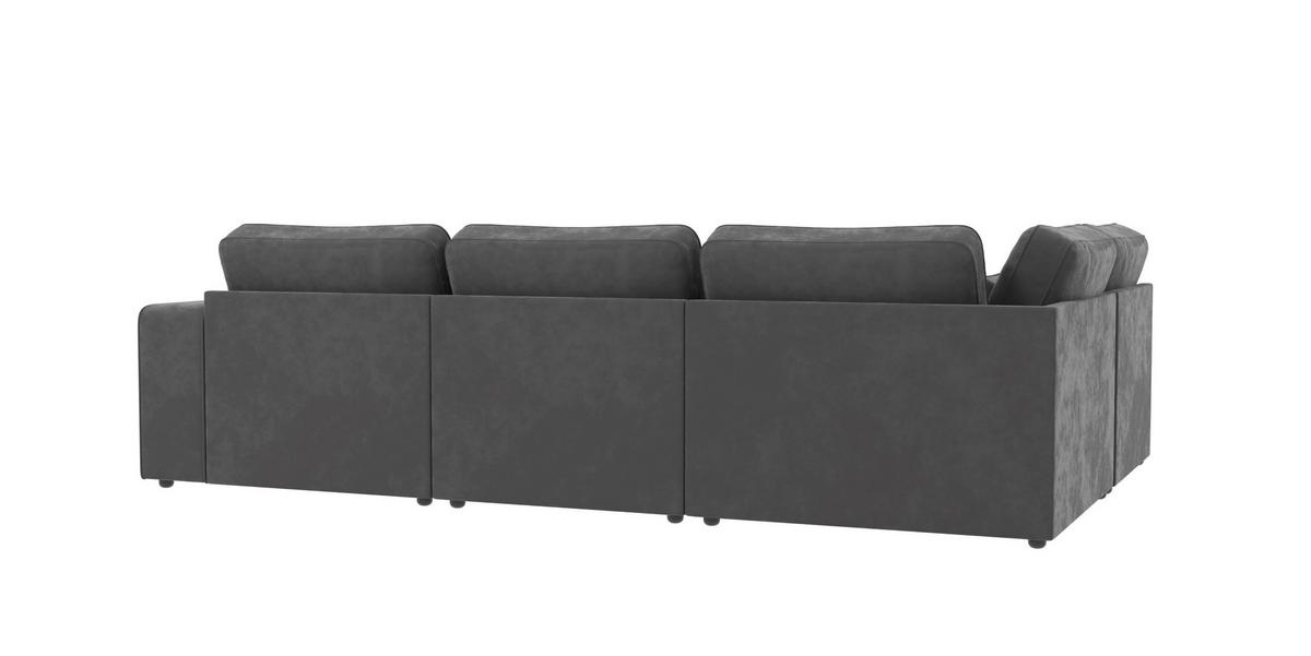 ECKSOFA modularer Leox Grau Samt-Stoff - Beige/Schwarz, Kunststoff/Textil (305/281cm) - S-Style Möbel