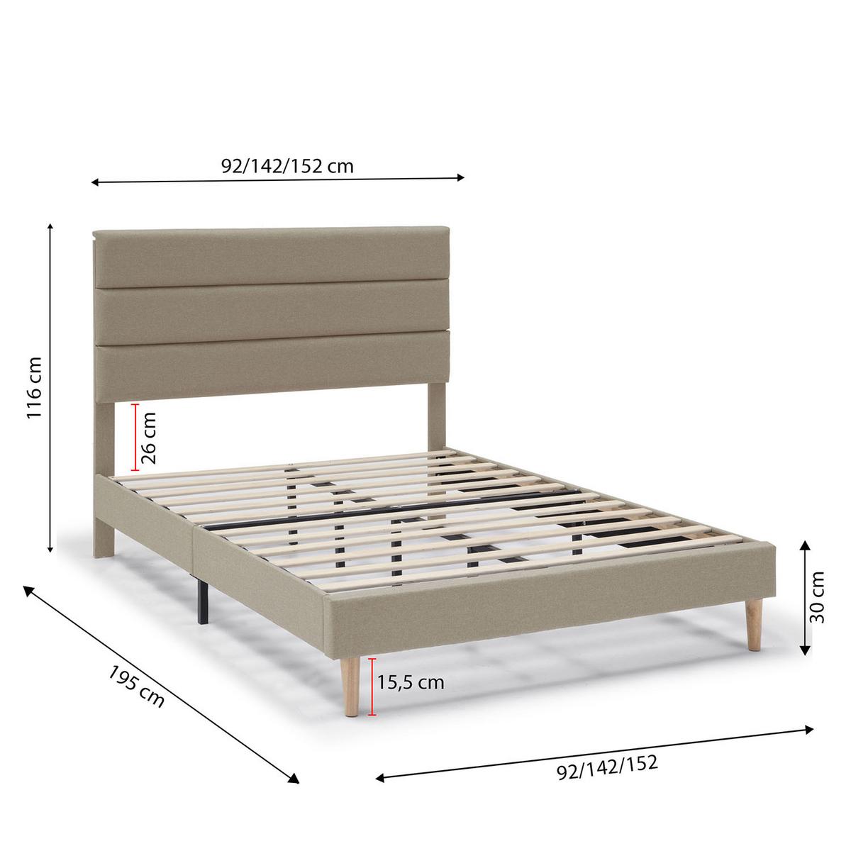 POLSTERBETT 140x190 cm Aroma, Beige - Beige, Textil (195/142/116cm) - VS Venta-stock