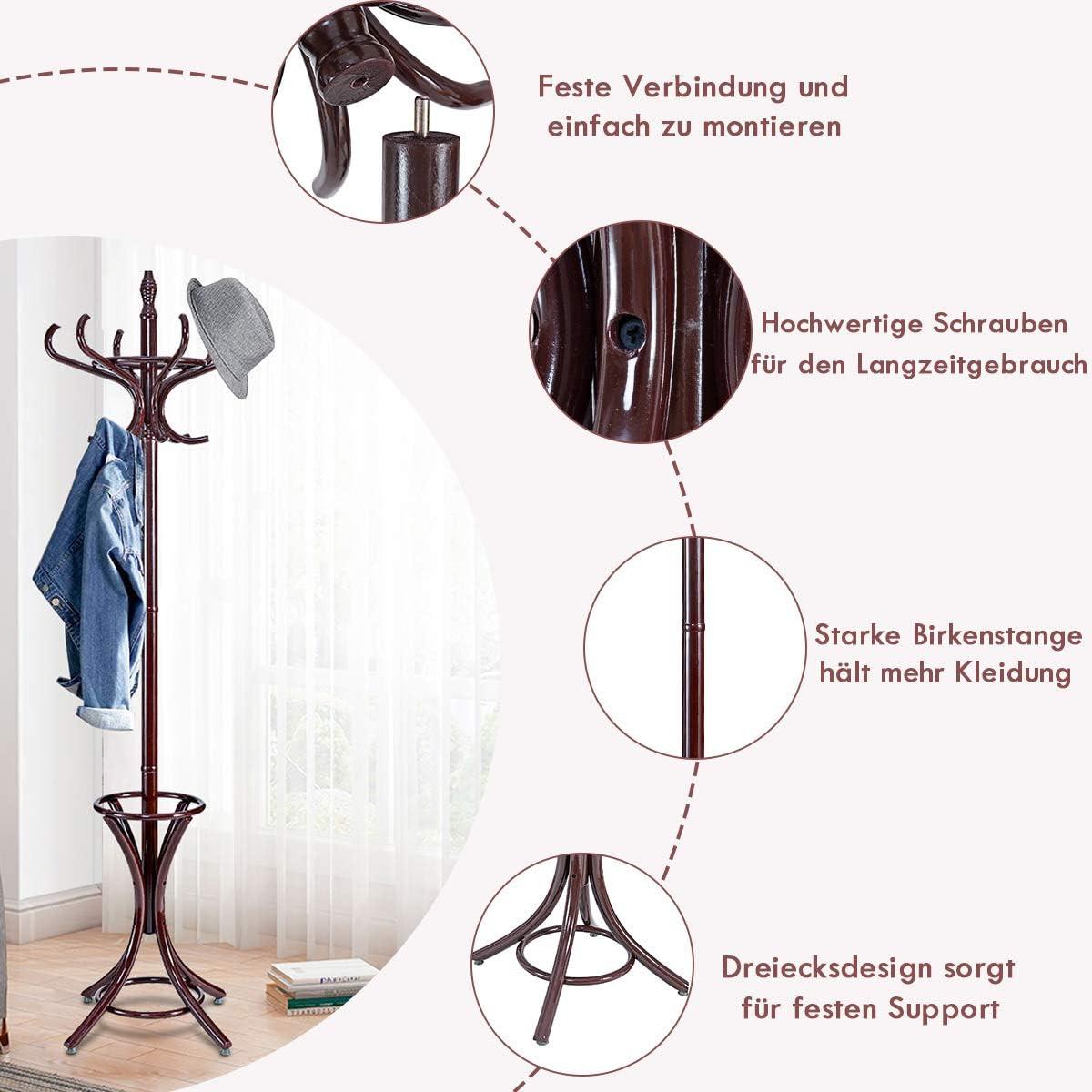 GARDEROBENSTÄNDER Braun - Braun, Holz (51/184/51cm) - COSTWAY
