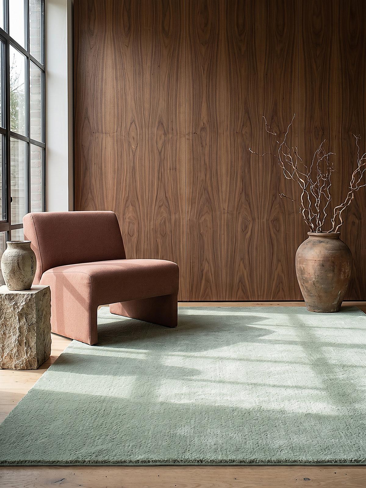 TEPPICH Hochflor ALDAN Antirutsch Uni Polyester Grün 120 x 160 cm - Grün, Textil (120/160cm) - KADIMA DESIGN