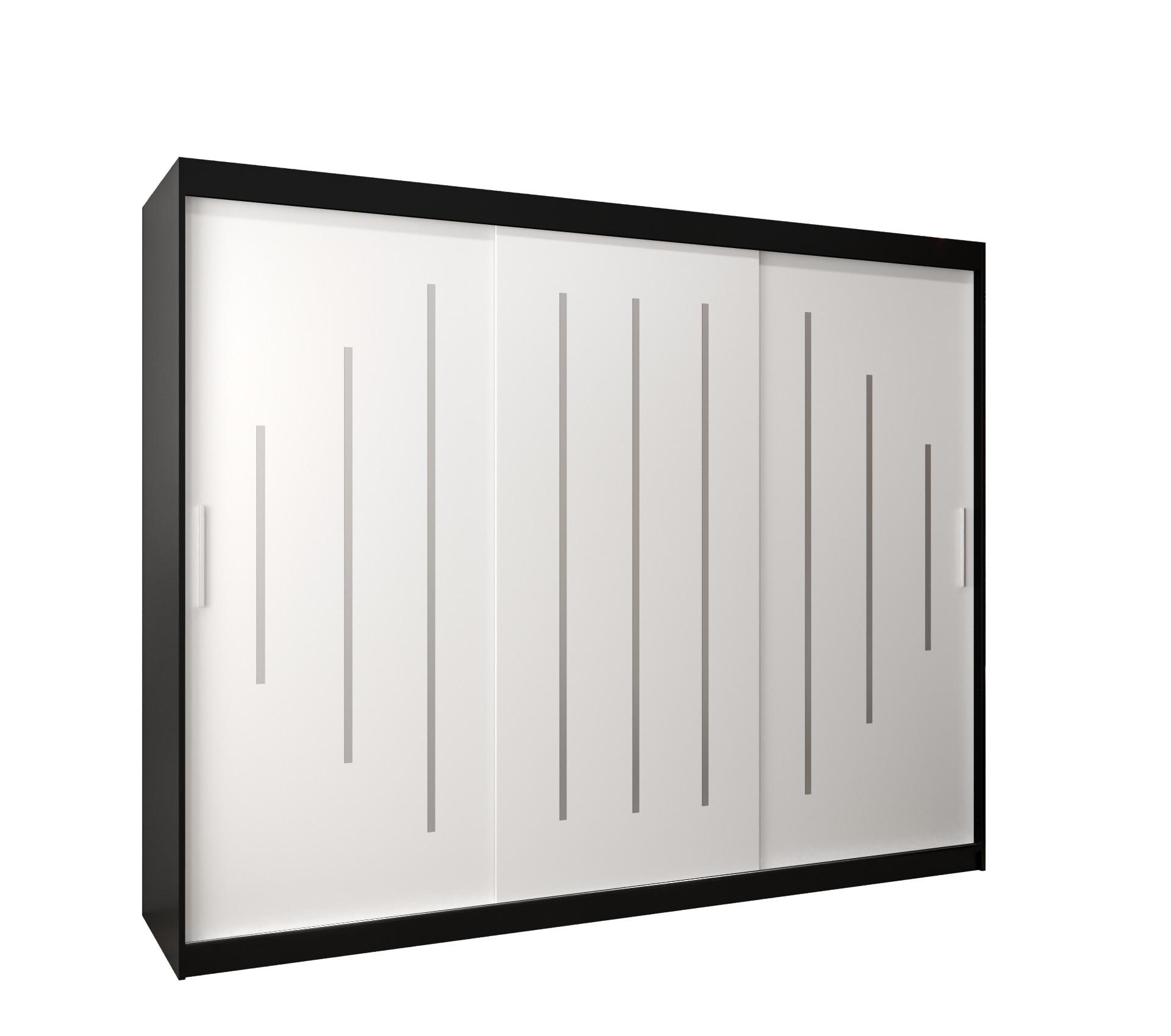 SCHWEBETÜRENSCHRANK 200/250/62 3-türig - Silberfarben/Schwarz, Holz/Kunststoff (250/200/62cm) - Abiks Möbel