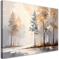 LEINWANDBILD Wald Bäume Landschaft 60x40cm - Grau, Textil (60/40cm) - Feeby