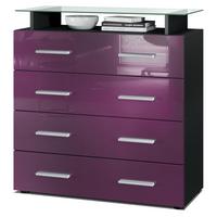 KOMMODE Pavos Brombeer Hochglanz - Brombeere, Holzwerkstoff (76/81/35cm) - Vladon