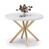 AUSZIEHTISCH MILTON 120-196/76 cm mit Metallgestell, Gold / Arktisweiß - Goldfarben/Weiß, Holzwerkstoff/Metall (120/120/76cm) - Idohome