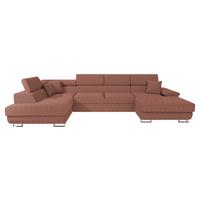 WOHNLANDSCHAFT Cotere Bis Cord, Seite: Links - Rosa, Holz (345/91/202cm) - MIRJAN24