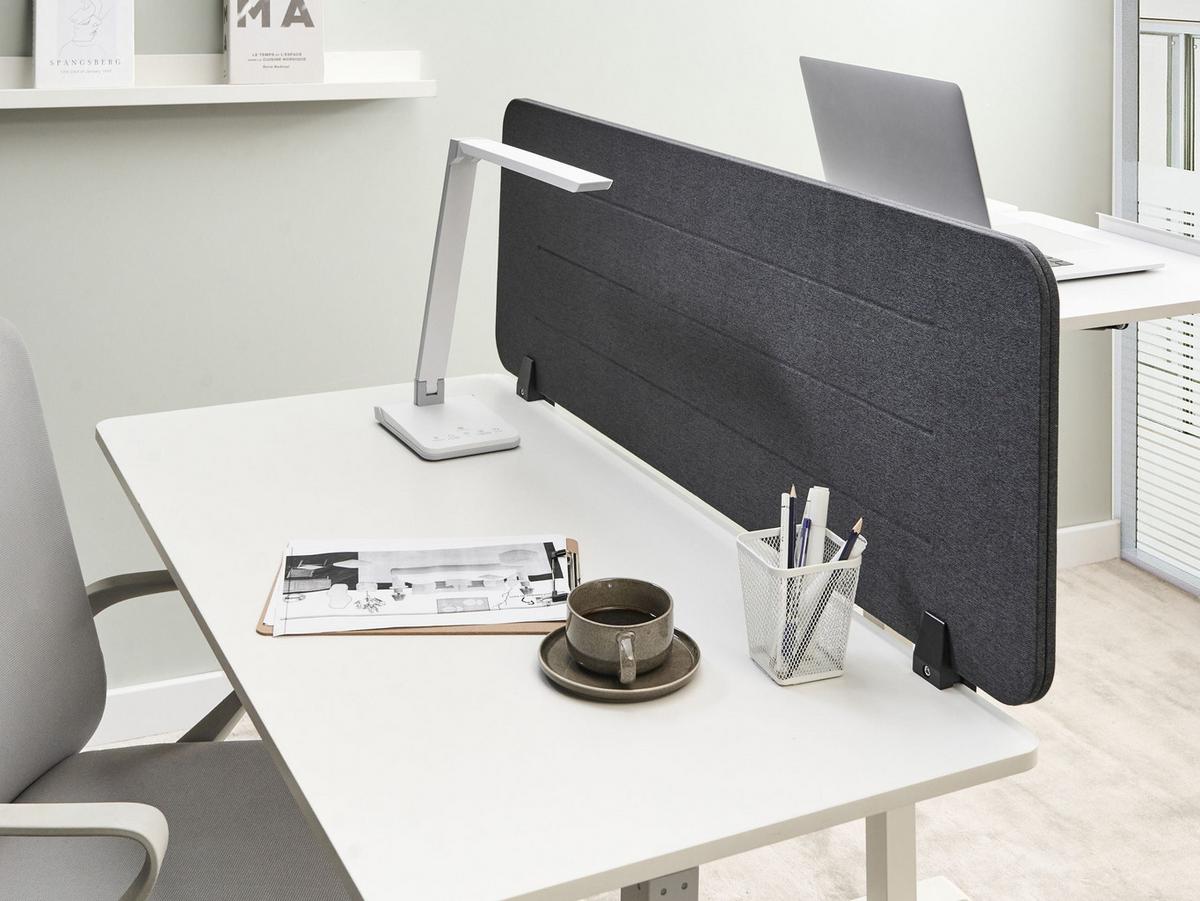 SCHREIBTISCHTRENNWAND 120/40 cm Dunkelgrau Ziggy - Dunkelgrau, Textil (120/40/2cm) - Beliani
