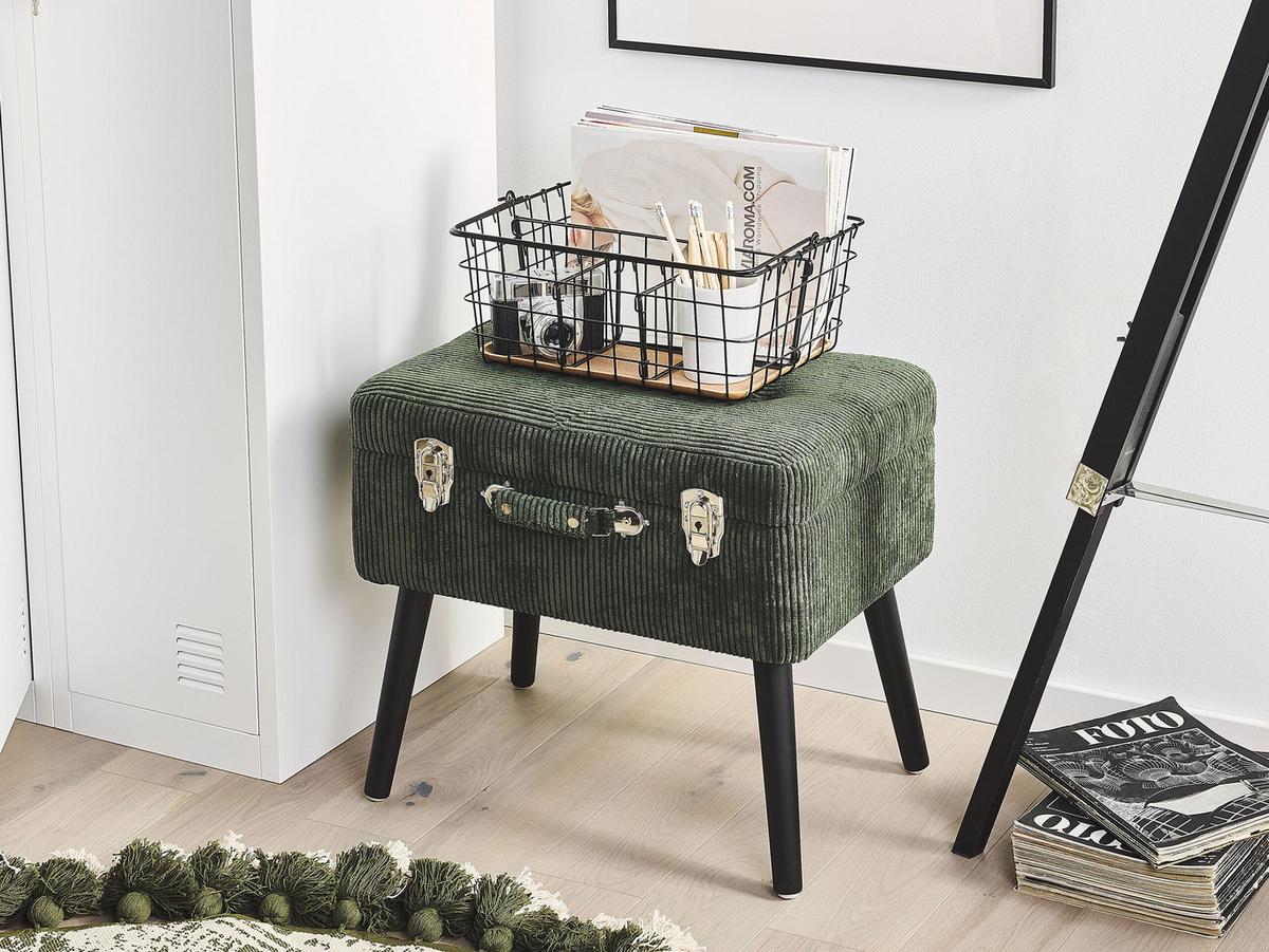 HOCKER Mallard 36/52/46 cm - Grün, Textil (52/46/36cm) - Beliani