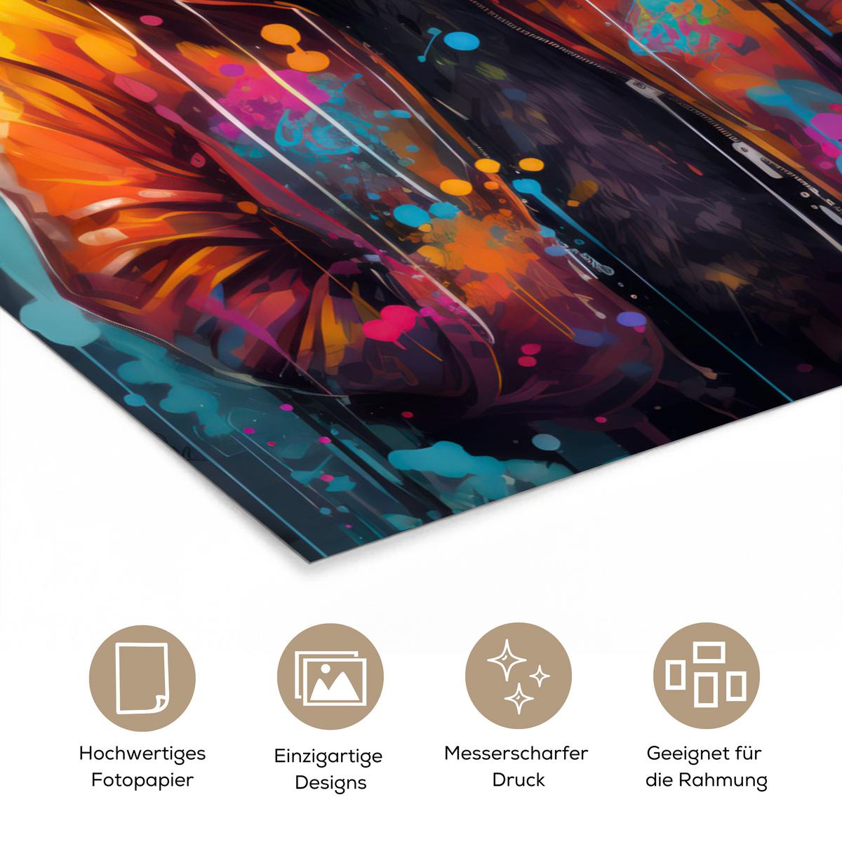POSTER Panda - Jacke - Graffiti - Orange Wanddeko 40x60 cm - Orange, Papier (40/60/0.1cm) - MuchoWow