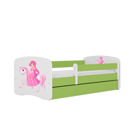 KINDERBETT Prinzessin zu Pferd mit Schublade 180/80 90/61/184 - Grün, Holzwerkstoff (80/180cm) - RAUMHIRSCH FURNITURE