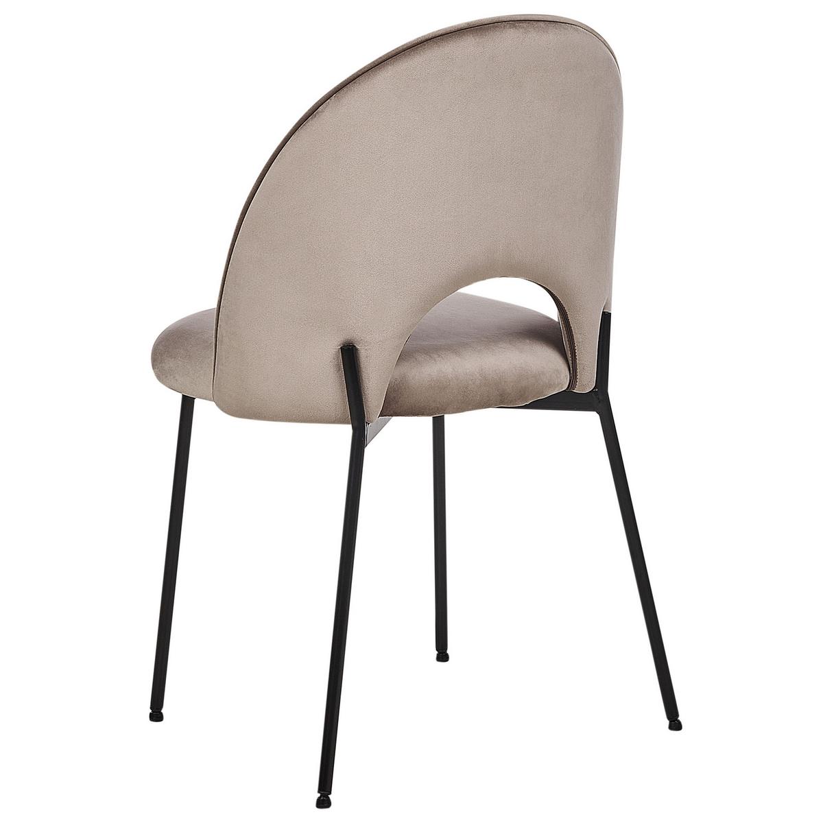 ESSZIMMERSTUHL 2er-Set Samtstoff taupe Covelo - Beige/Schwarz, Textil (46/84/45cm) - Beliani