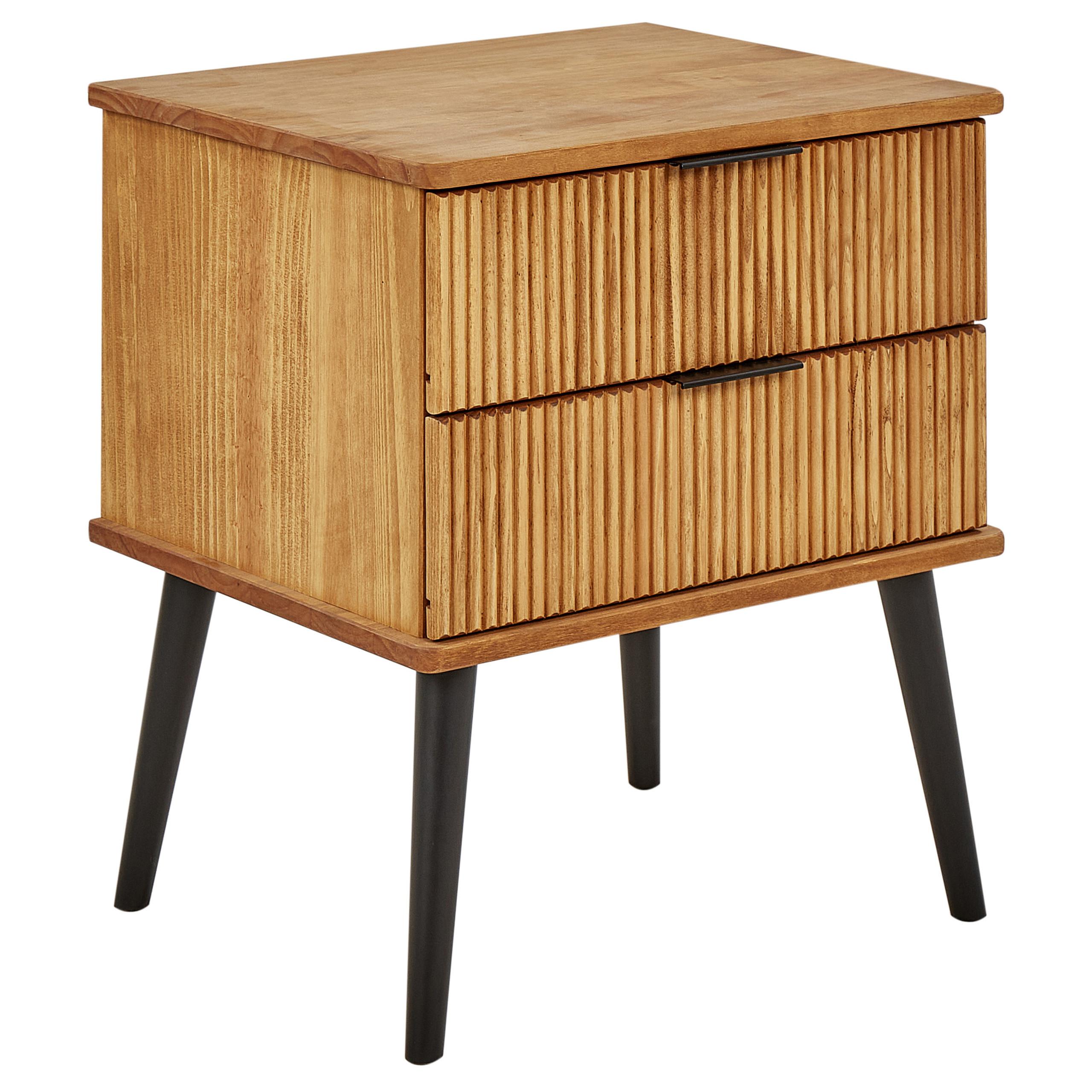 NACHTTISCH mit 2 Schubladen Braun Timmins - Schwarz/Braun, Holz (40/48/56cm) - Beliani
