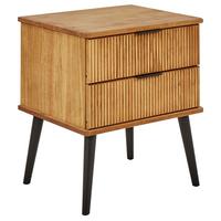NACHTTISCH mit 2 Schubladen Braun Timmins - Schwarz/Braun, Holz (40/48/56cm) - Beliani