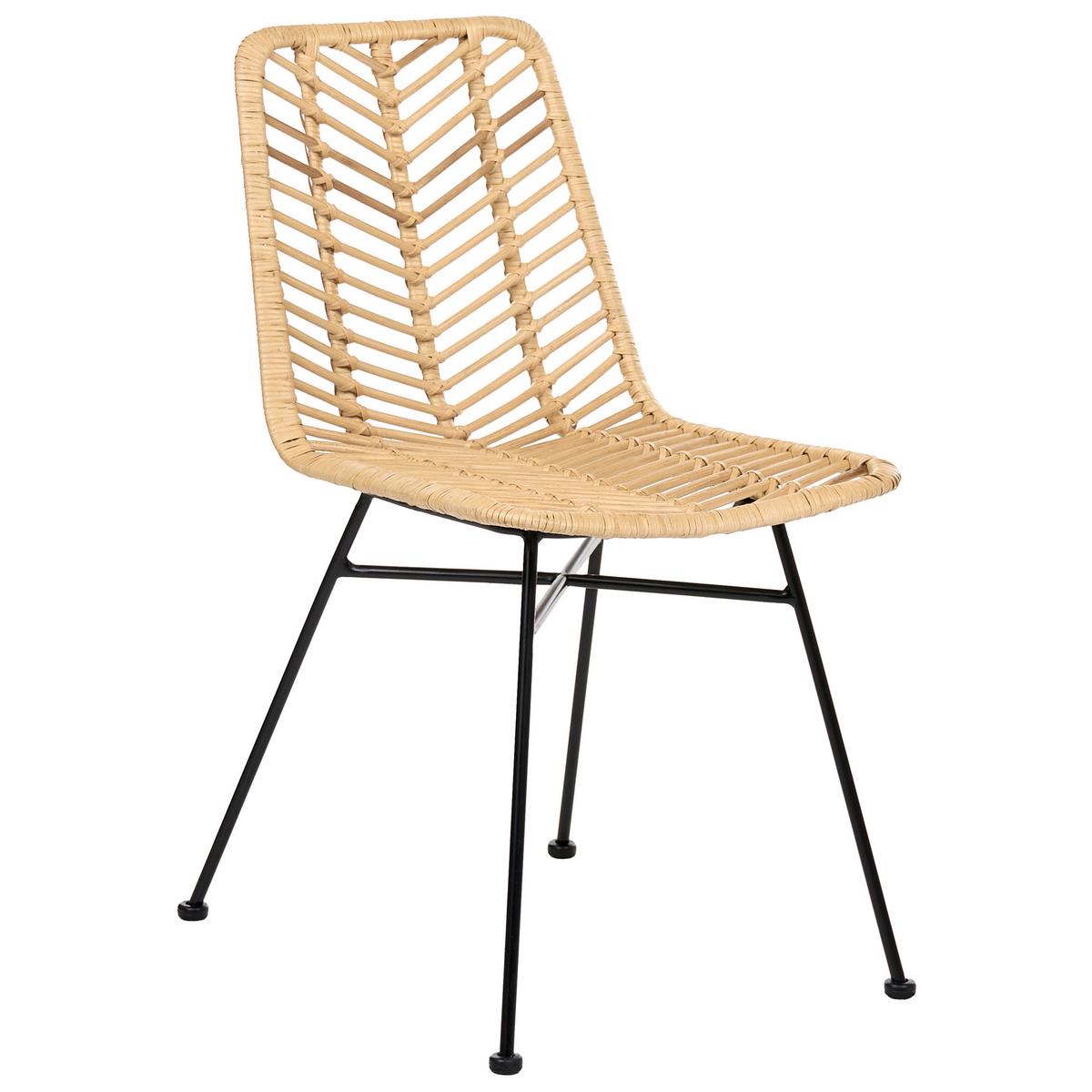 ESSZIMMERSTUHL 2er-Set Rattan Naturfarben Dilley - Naturfarben, Naturmaterialien (45/83/60cm) - Beliani