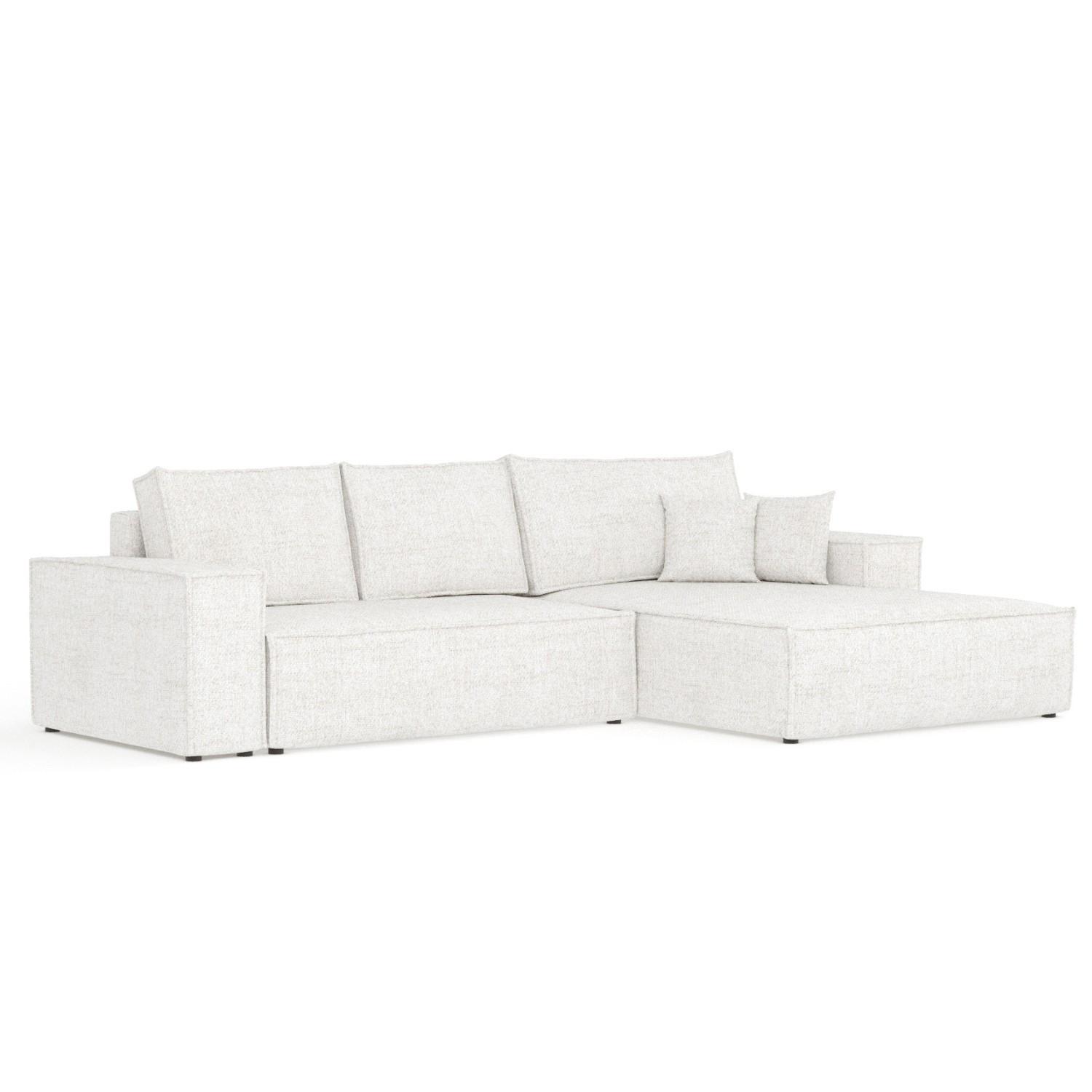 ECKSOFA TAURI mit Schlaffunktion Creme im Neve Stoff - Creme/Schwarz, Holz/Holzwerkstoff (294/185cm) - AltaBeds