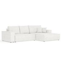 ECKSOFA TAURI mit Schlaffunktion Creme im Neve Stoff - Creme/Schwarz, Holz/Holzwerkstoff (294/185cm) - AltaBeds