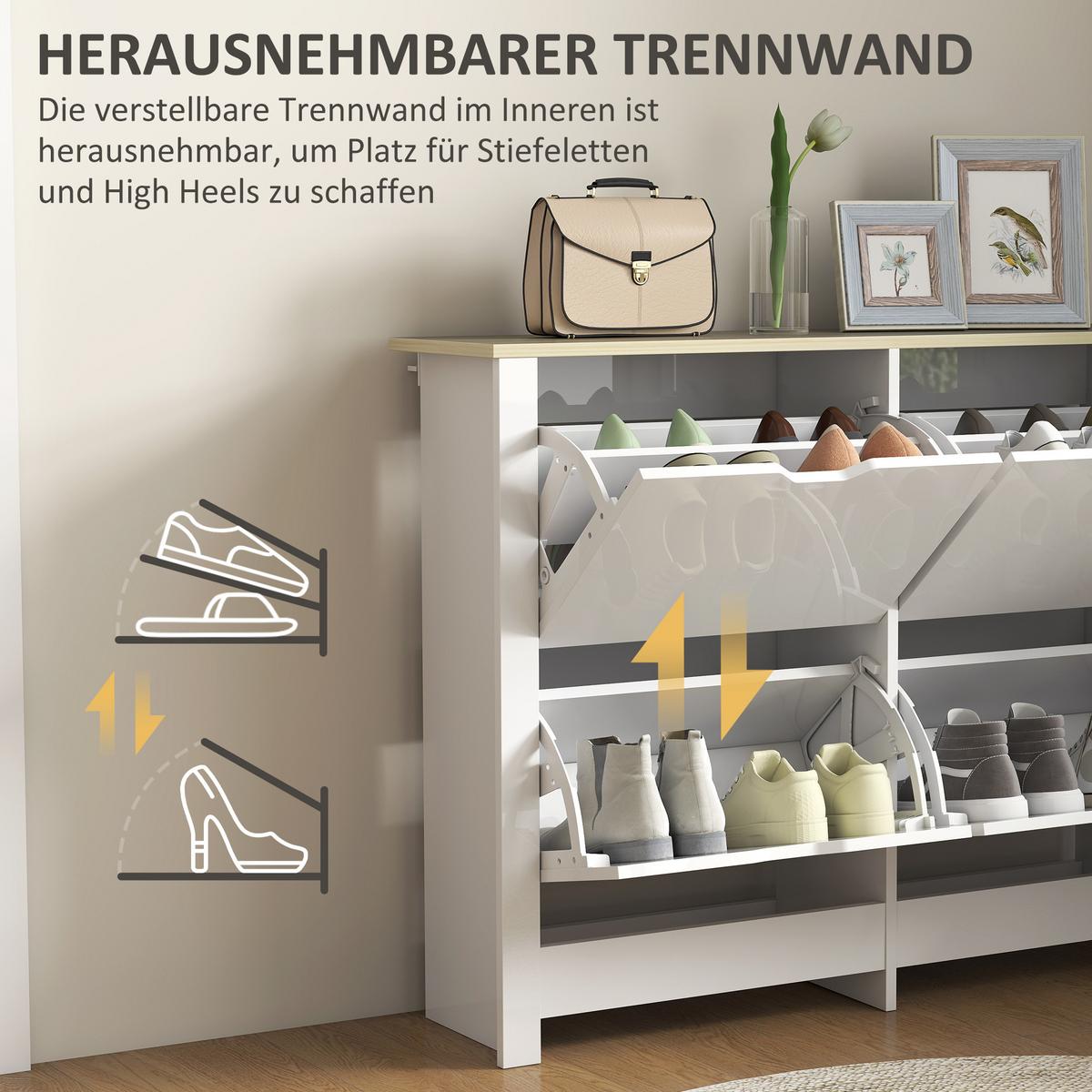 SCHUHSCHRANK Spanplatte Weiß - Weiß, Holzwerkstoff (26/80/105cm) - HOMCOM