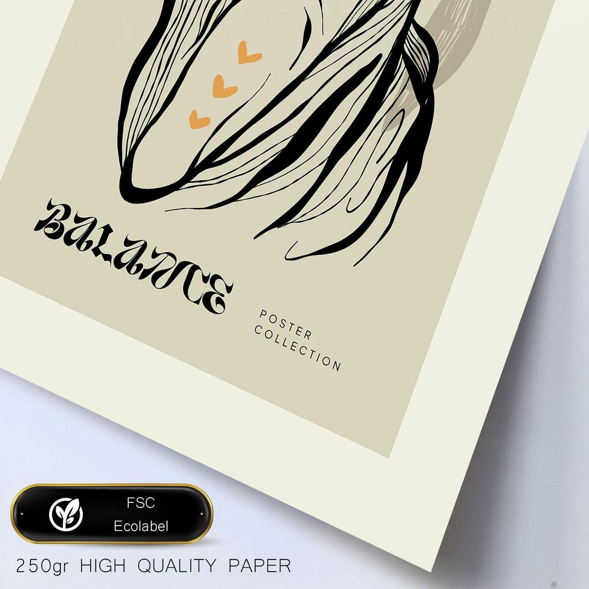 POSTER Set Mit 6 In Schwarzer Tinte Freundschaft Kunstdrucke Im Skizzenstil Für Innenarchitektur A3 & A4 Schwarzer Rahmen - Schwarz, Papier (29/3cm) - Nacnic