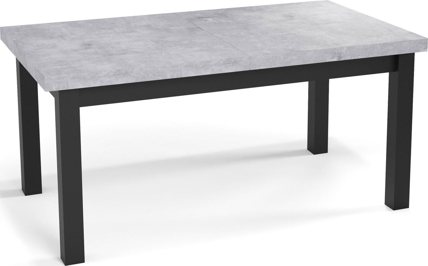 ESSTISCH Gemini rechteckig ausziehbar, Grauer Beton 120-160/80/78 cm - Hellgrau/Schwarz, Holz/Holzwerkstoff (80/160/78cm) - WFL GROUP