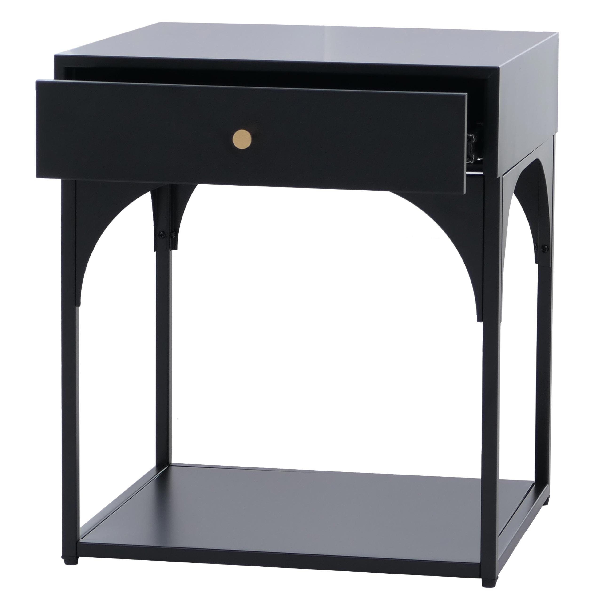 NACHTTISCH rechteckig Schwarz - Schwarz, Metall (43/50/41cm) - MCW