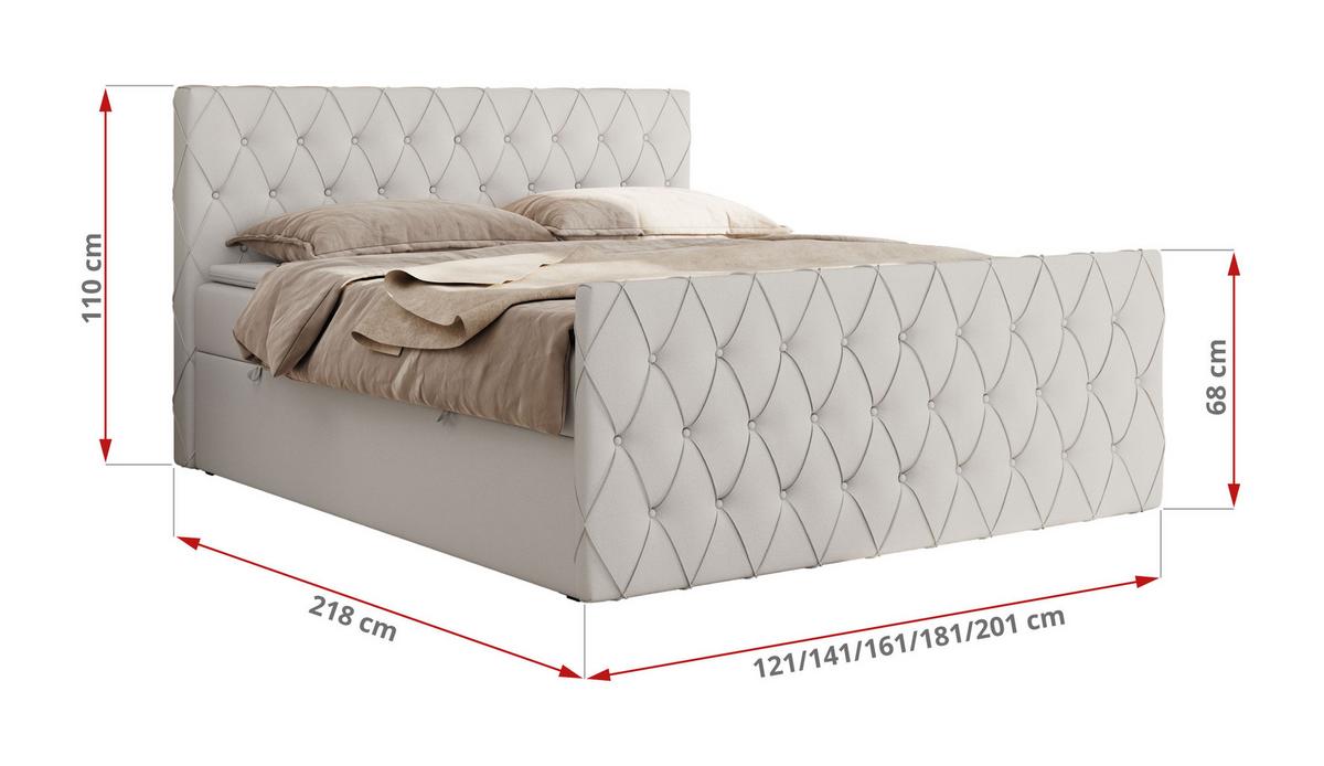BOXBETT MIREN DUO 140/200 - Weiß Kunstleder - H3 - Weiß, Holz/Textil (140/200cm) - MKS