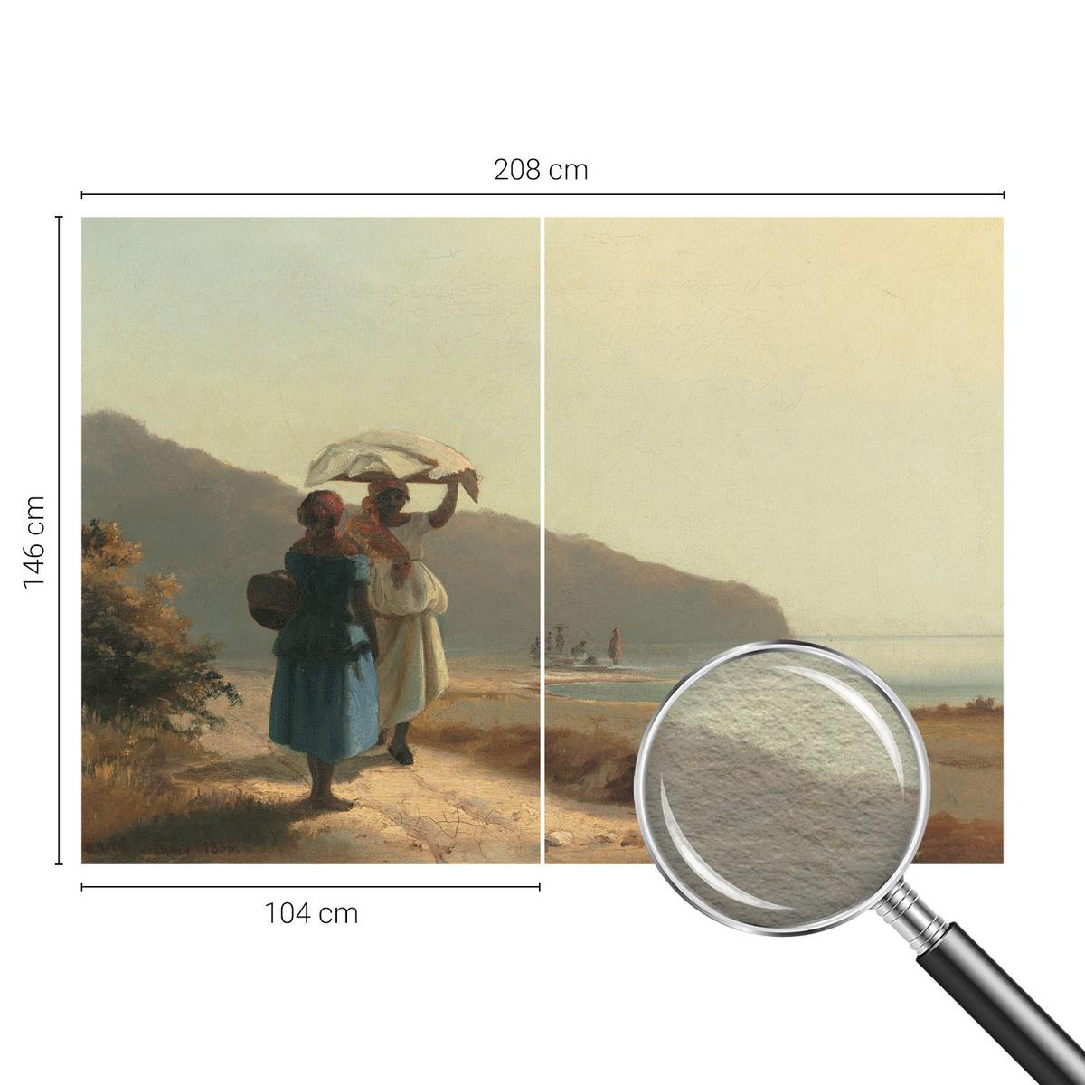 FOTOTAPETE 208x146 cm - Ein Spaziergang am Meer - Beige, Textil (208/146cm) - Wallfluent