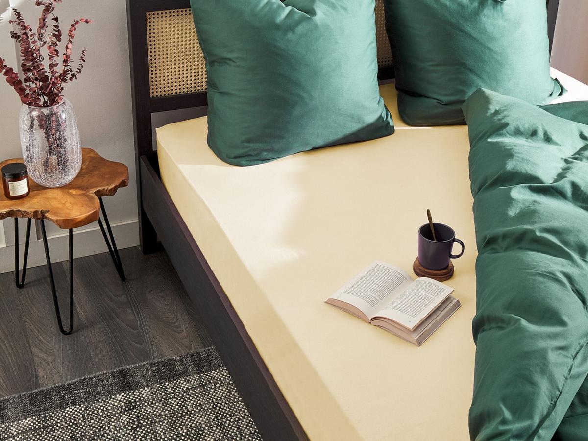 SPANNBETTLAKEN 200/200 cm Baumwolle Gelb Janbu - Gelb, Textil (200/200cm) - Beliani
