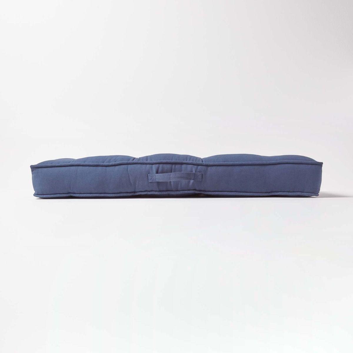 SITZAUFLAGE für Zweisitzer-Sofa 100 x 48 cm – dickes Sitzkissen dunkelblau - Dunkelblau, Textil (48/100/10cm) - Homescapes
