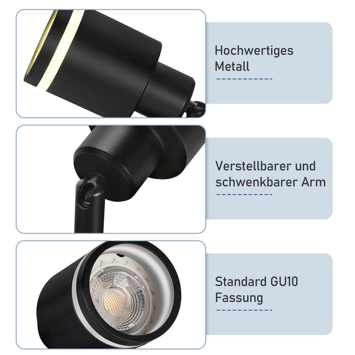 DECKENSTRAHLER Lauterberg 1-flammig 6/6/15.7 cm - Schwarz, Metall (6/6/15.7cm) - Nettlife