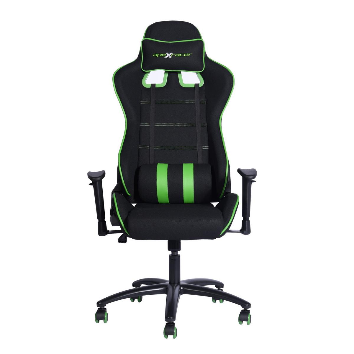 GAMINGSTUHL Grün, Metall, Kunststoff, Textil - Schwarz/Grün, Metall (70/139/56cm) - Urban Meuble