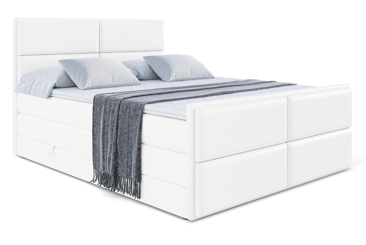 BOXSPRINGBETT AURA-Z KING - 140 x 200 - H3/H4 - Weiß Hochglanz - Weiß Hochglanz, Holzwerkstoff (140/200cm) - ALTDECOR