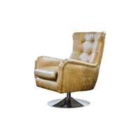 SESSEL RELEXA Grün Leder Drehbar (180°) - Silberfarben/Olivgrün, Leder/Metall (69/95/77cm) - KAWOLA
