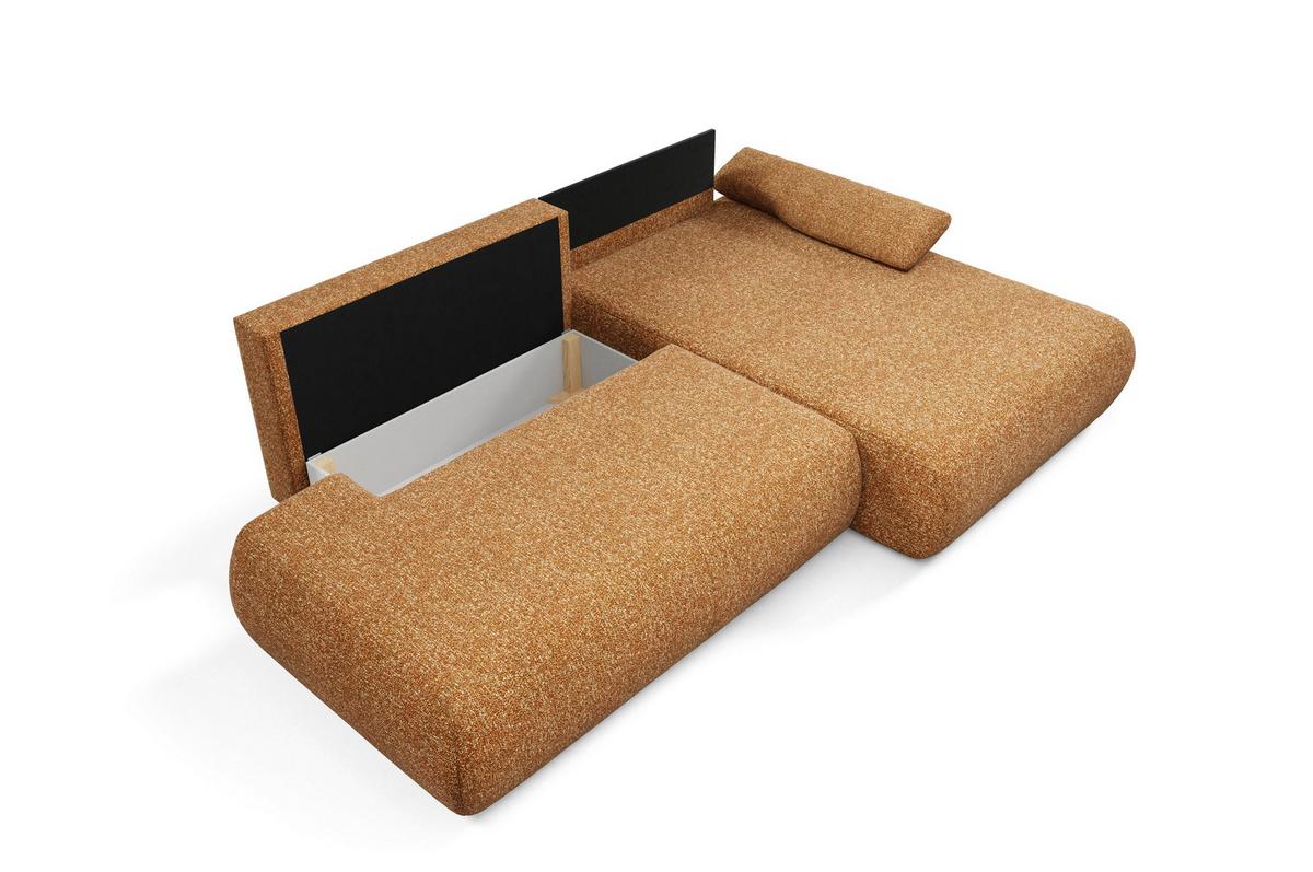 ECKSOFA DELTA R-S Braun Geflochtener Stoff mit Schlaffunktion - Braun, Holz (286/173.5cm) - MASSENO