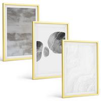 BILDER SET 3er Set - 40x60 cm Goldrahmen - Abstrakte moderne Strukturen - Goldfarben, Kunststoff (40/60cm) - TULUP
