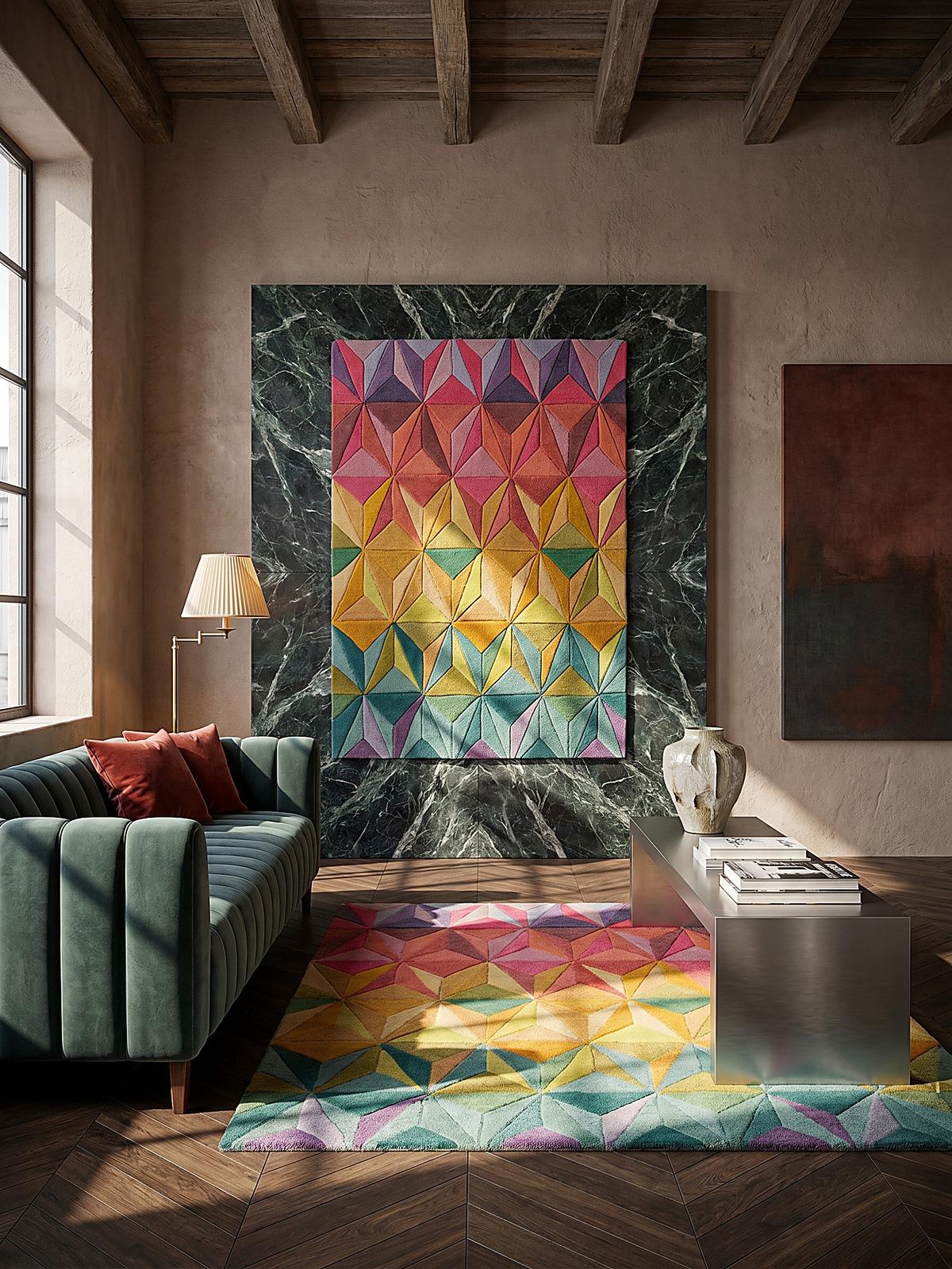 WOLLTEPPICH DERWENT, geometrisch, Florhöhe 10 mm, Bunt, 200 x 290 cm - Multicolor, Textil (200/290cm) - KADIMA DESIGN