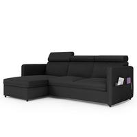 ECKSOFA mit Schlaffunktion und Bettkasten, Schwarz - Schwarz, Holzwerkstoff/Textil (220/140cm) - Idohome