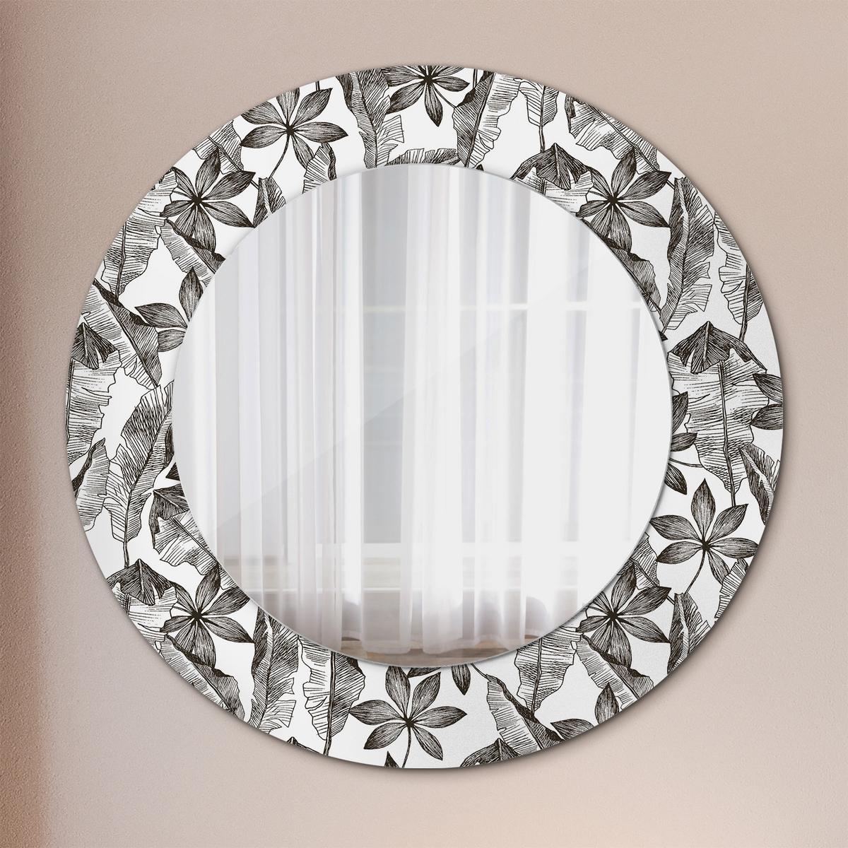 SPIEGEL Rund Ø 50 cm mit Aufdruck - Schwarz, Glas (50/50/0.4cm) - Wallfluent