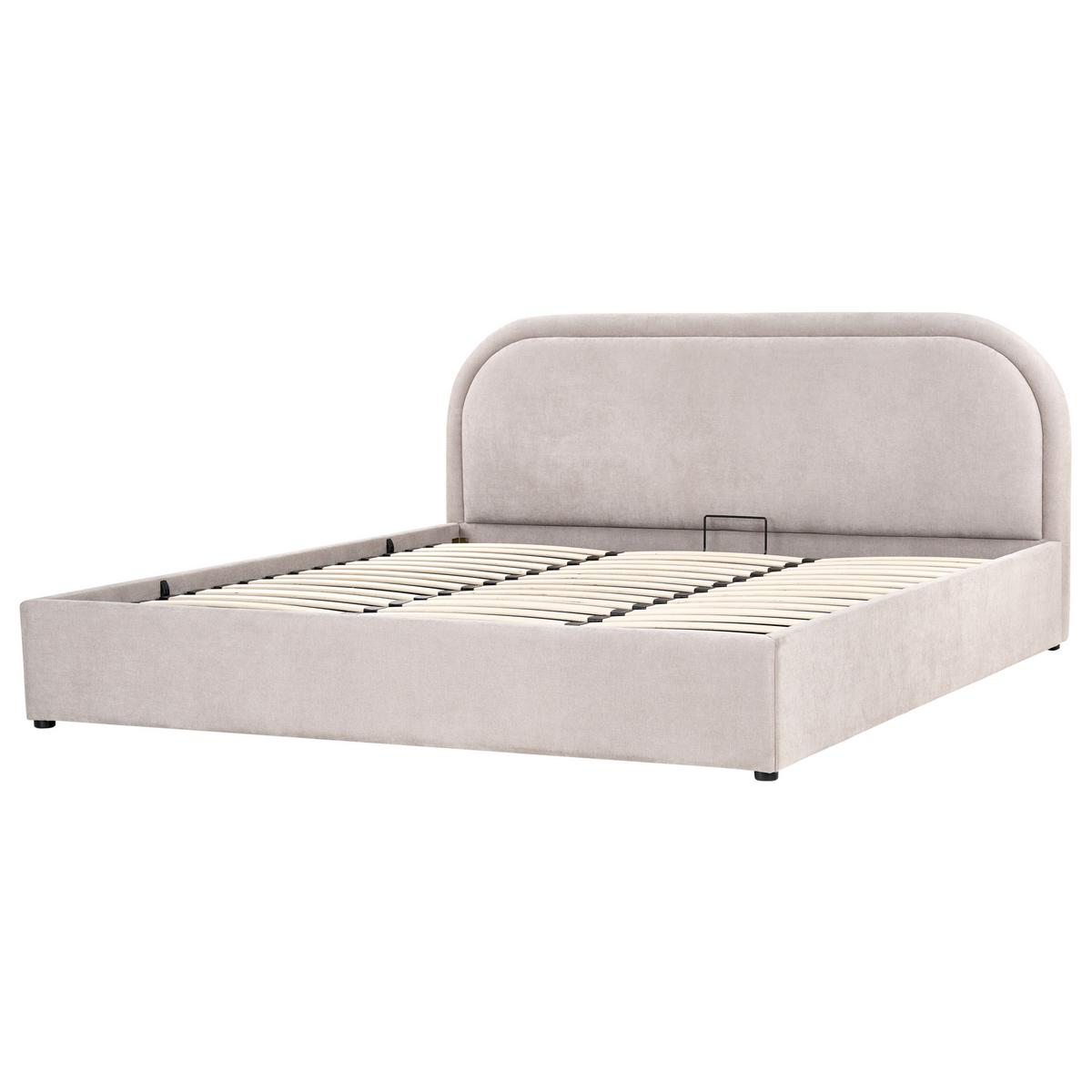 BETT mit Stauraum 180/200 cm Chenillegewebe Taupe Quillien - Taupe, Textil (180/200cm) - Beliani
