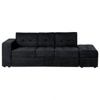 3-SITZER-SCHLAFSOFA Polsterbezug Schwarz Falster - Schwarz, Textil (210/75/94cm) - Beliani