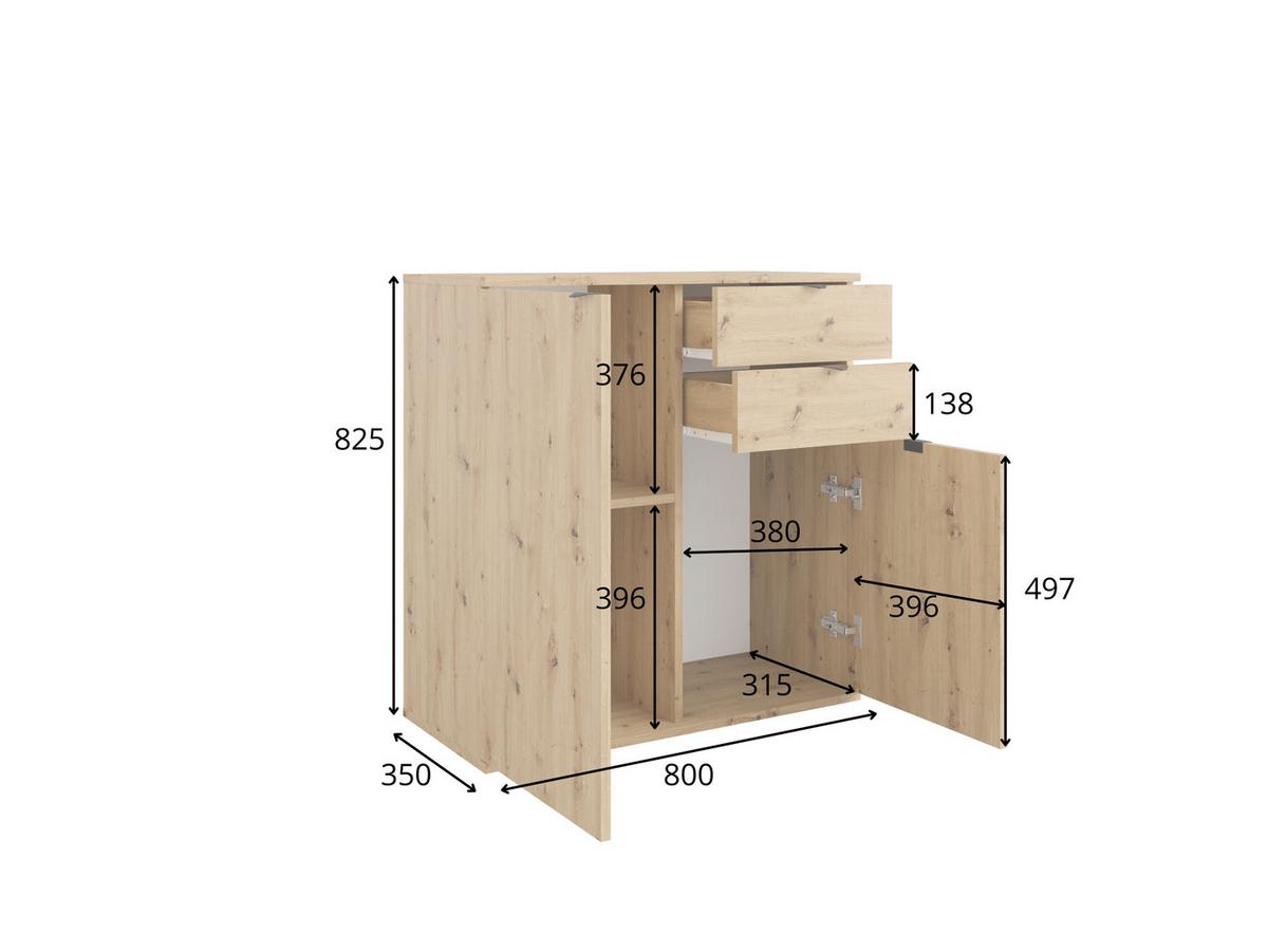 KOMMODE Eiche Artisan 80/82,5/35 - Eiche Artisan, Holzwerkstoff (80/83/35cm) - RAUMHIRSCH FURNITURE