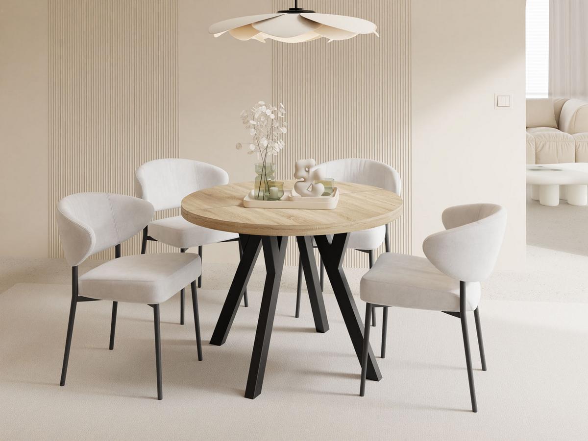 ESSTISCH Twixy XXL groß rund oval ausziehbar, Eiche Hell Braun 100-300/100/76 cm - Schwarz/Sonoma Eiche, Holz/Holzwerkstoff (100/300/76cm) - WFL GROUP