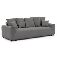 SCHLAFSOFA Calma mit Bettkasten im Bumpy-Design aus weichem Taupe Webstoff - Taupe/Schwarz, Holz/Kunststoff (239/88/98cm) - S-Style