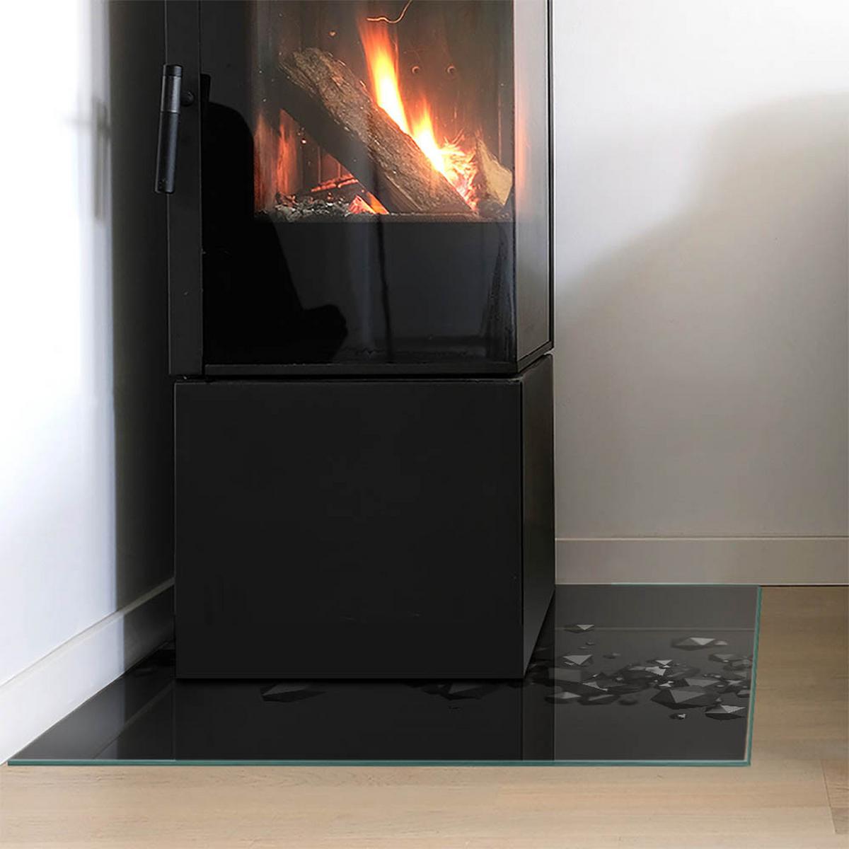 GLASPLATTE für Kamin 60x60 cm - Schwarz, Glas (60/60/0.4cm) - TULUP